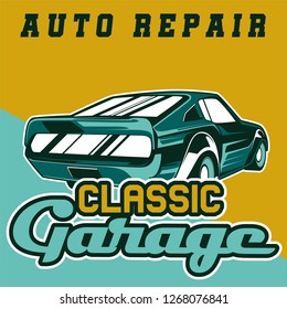 American muscle cars label, vector muscle car icon - Vector 