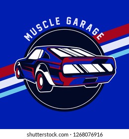 American muscle cars label, vector muscle car icon - Vector 