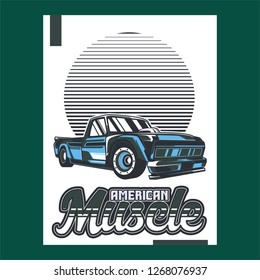 American muscle cars label, vector muscle car icon - Vector 