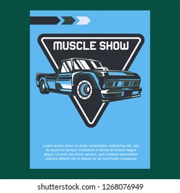 American muscle cars label, vector muscle car icon - Vector 