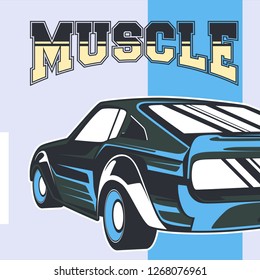 American muscle cars label, vector muscle car icon - Vector 