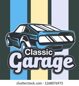 American muscle cars label, vector muscle car icon - Vector 