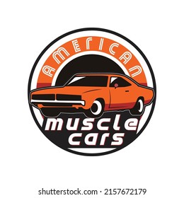 American muscle cars label vector muscle car logo