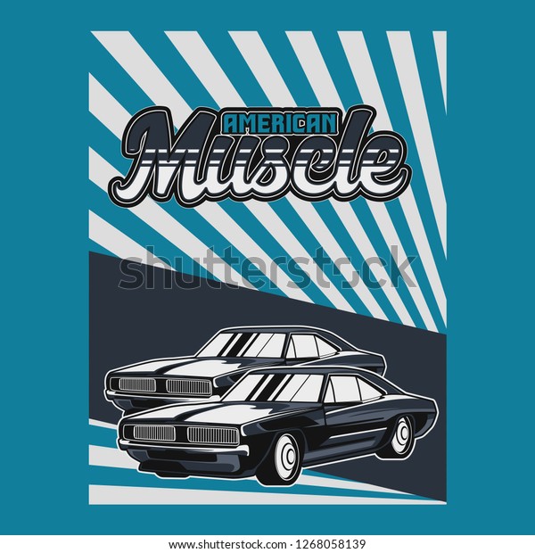American muscle cars label, vector muscle car icon -\
Vector 