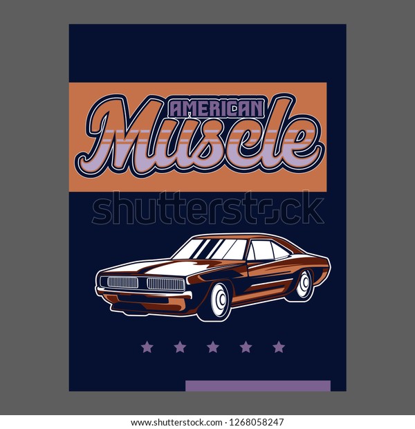 American muscle cars label, vector muscle car icon -
Vector 