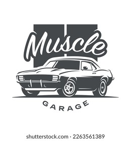 American Muscle Garage, Retro t-shirt print, logo, emblem