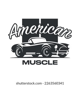 American Muscle, Retro car, Automotive t-shirt print, logo, emblem