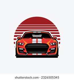 American Muscle Sport Car Vector Art Illustration. Best for Automotive Tshirt Design and Club Logo