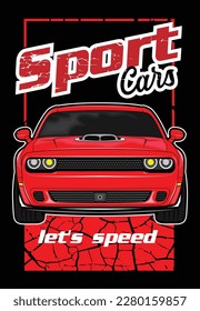 american muscle sports car design vector for t-shirt design