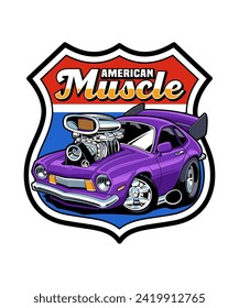 American Muscle Vintage Cartoon Illustration