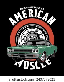 American Muscle Vintage Vector Illustration