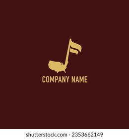 american music logo.
Music Logo, music note logo design with USA outline, abstract musical logo template.
