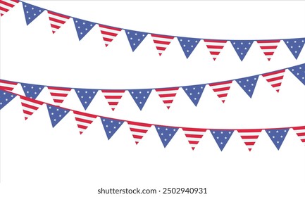 American national flag bunding garland. Voting festive. Vector illustration