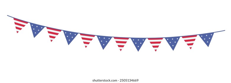 American national flag  bunding garland. Vector illustration