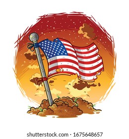american national flag. flag during the war