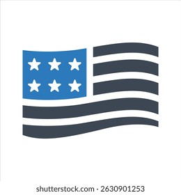 Icono de la bandera nacional estadounidense. Vector y glifo