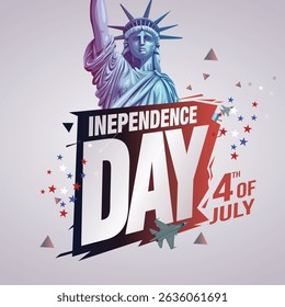 American national flag with Statue of Liberty for 4th of July, happy Independence Day celebration. abstract vector illustration design