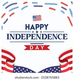 American national holiday. Remembering and honoring American Independence Day. Independence Day USA concept. Flat vector illustration.