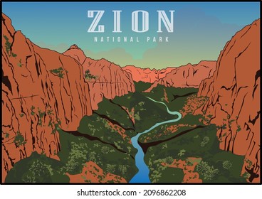 american national park, mountain camping adventure vector print illustration