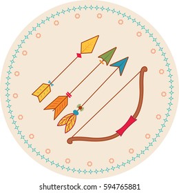 American native arrows and bow vector illustration