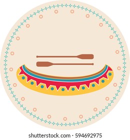 American native canoe vector illustration