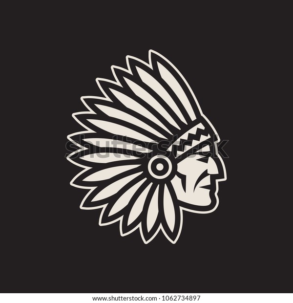 American Native Chief Head Icon Indian Stock Vector (Royalty Free ...