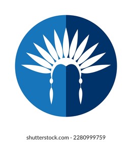 American Native Chief Head Indian Logo vector illustration design