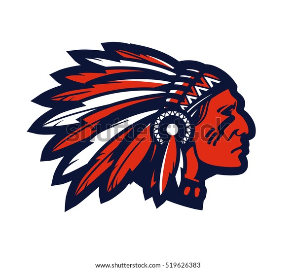 American Native Chief Head Mascot Vector Stock Vector Royalty Free 519626383 