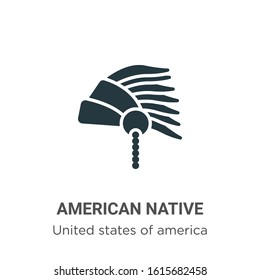 American native glyph icon vector on white background. Flat vector american native icon symbol sign from modern united states of america collection for mobile concept and web apps design.