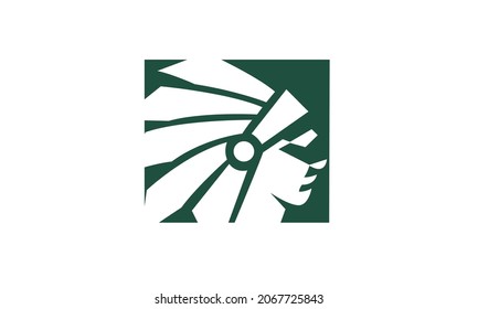 American Native Indian Chief Logo Vector