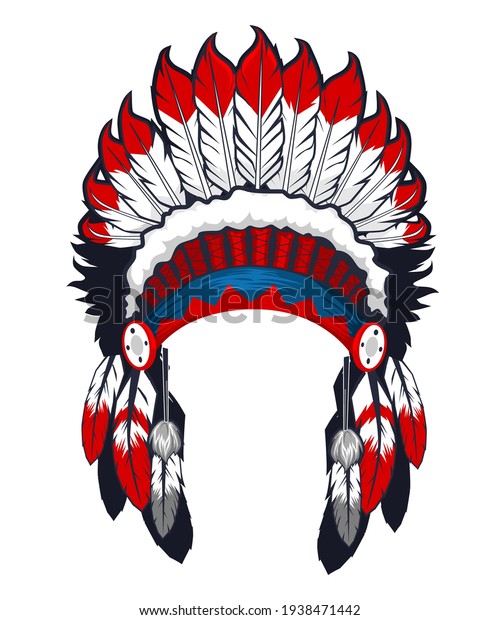 American native indian\
head dress in vector