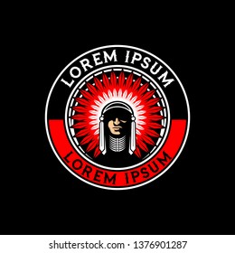 American Native Indian Warrior Vector Logo Template