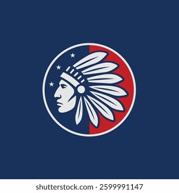 American native indigenous on blue background