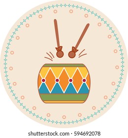 American Native Pow Wow Drum Vector Illustration