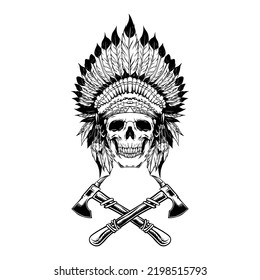 American Native Skull Vector Illustration