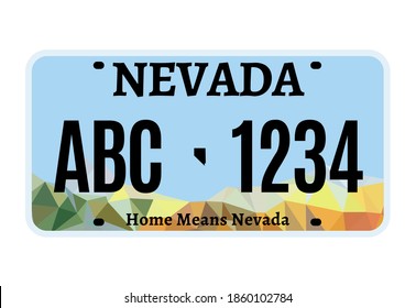 American Nevada car license plate vector registration. Car license vehicle Nevada state numberplate design