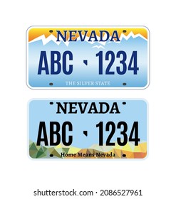 American Nevada car license plate vector registration. Car licence vehicle nevada state numberplate design