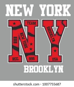 American New york college retro style graphic design vector art
