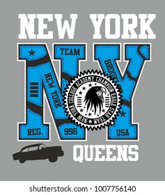 American New york college retro style graphic design vector art