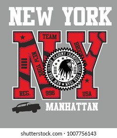 American New york college retro style graphic design vector art