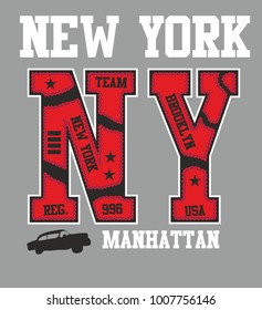 American New york college retro style graphic design vector art