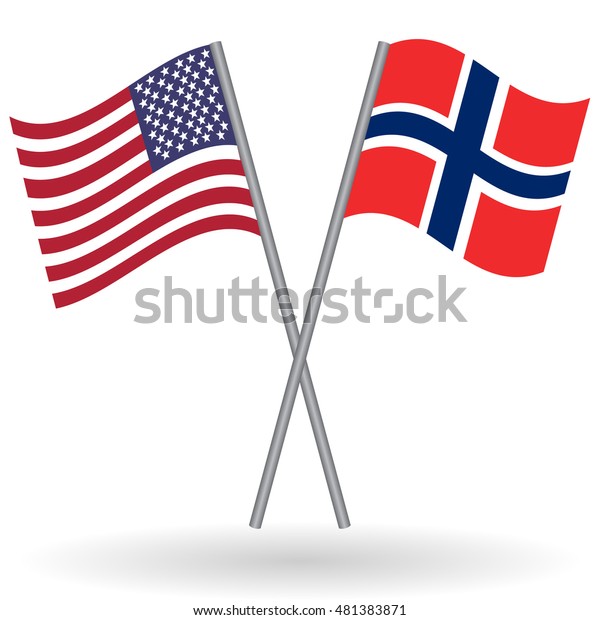 American Norwegian Crossed Flags United States Stock Vector (Royalty ...