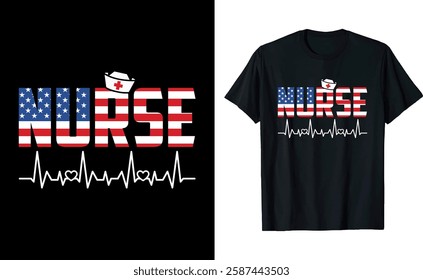 American Nurse Graphic T-Shirt Design