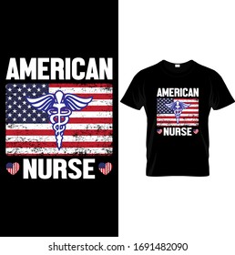 American nurse- Nurse USA Flag T shirt design Template vector