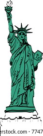 American NYC Statue of Liberty vector sketch