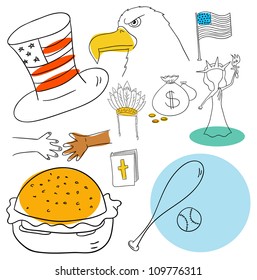 American objects are isolated on a white background