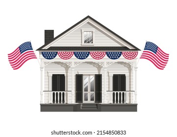 American Old House Celebrating 4th of July