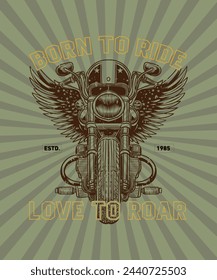 American old motor bike t shirt design