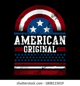 American Original Vector Design, Based on Vector With Half Shield, Stars, And Grunge Effect, Distressed  