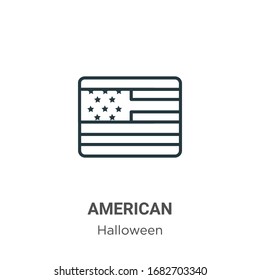 American outline vector icon. Thin line black american icon, flat vector simple element illustration from editable halloween concept isolated stroke on white background